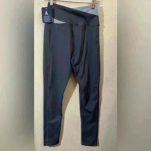 Anna-Kaci Two Toned Cross High Waist Leggings light & slate blue NWT yoga active - Picture 2 of 10